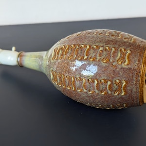 XL SØHOLM dänische 60er Jahre glänzend glasierte Keramik Tischlampe - Eu, Us, Uk oder Aus Stecker. Dänemark. 1960er Jahre Mid Century Keramik Tisch Gestell