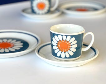 Figgjo Anne Marie Coffe Cup Duo Set, RARE Kirsten Selmer Swedish