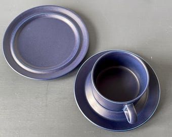 ティーセット3点セット - 希少な特大サイズ！アラビアブルーのカップ