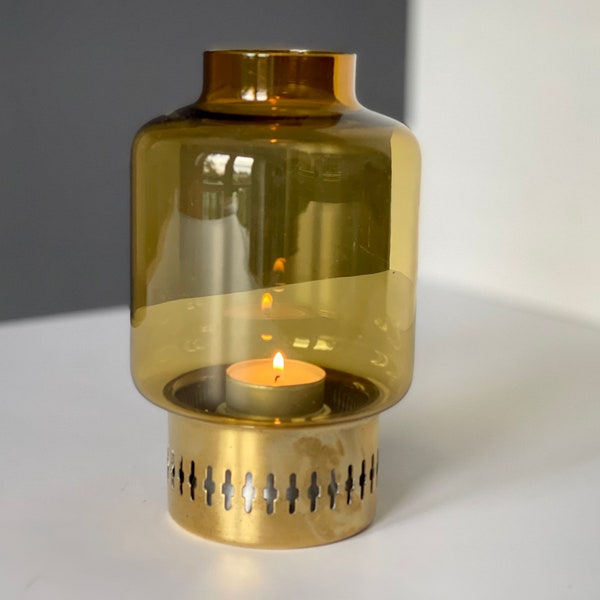 Hans-Agne Jacobsson for Markaryd  - Scandinavian Mid-century in glass & brass - 60s Lamp, Lampe Leuchte. MCM Desktop candle holder