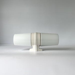 Large Sigvard Bernadotte IFÖ 6065 rare milky white wall double lamp in glass and porcelain. High quality lamp. Swedish design MCM sconce.