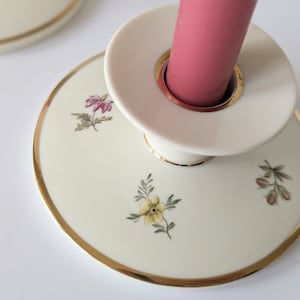 2 Royal Copenhagen &quot;Frisjenborg&quot; candle holders. Danish floral rococo tableware series in production from 1908-1968. Flower porcelain