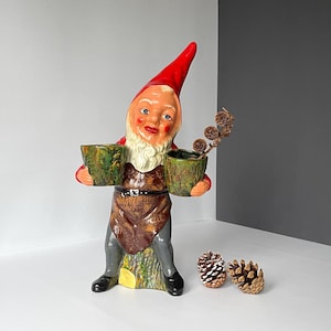 XXL vintage Gräfenroda-tomte, Tyskland, 30-40-tal. Vintage terrakotta/keramik antik juldekoration. Gammal keramik, handmålad.