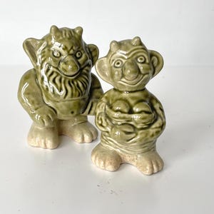 Danish 50s Trolls designed by Marianne Starck for Michael Andersen Pottery. Bornholm Krolle Bolle. Rare green collectible from Denmark