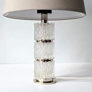 Scandinavian MCM glass chrome table lamp. Eu, Us, Uk or Aus power plug. Elegant MCM vintage Hollywood regency style