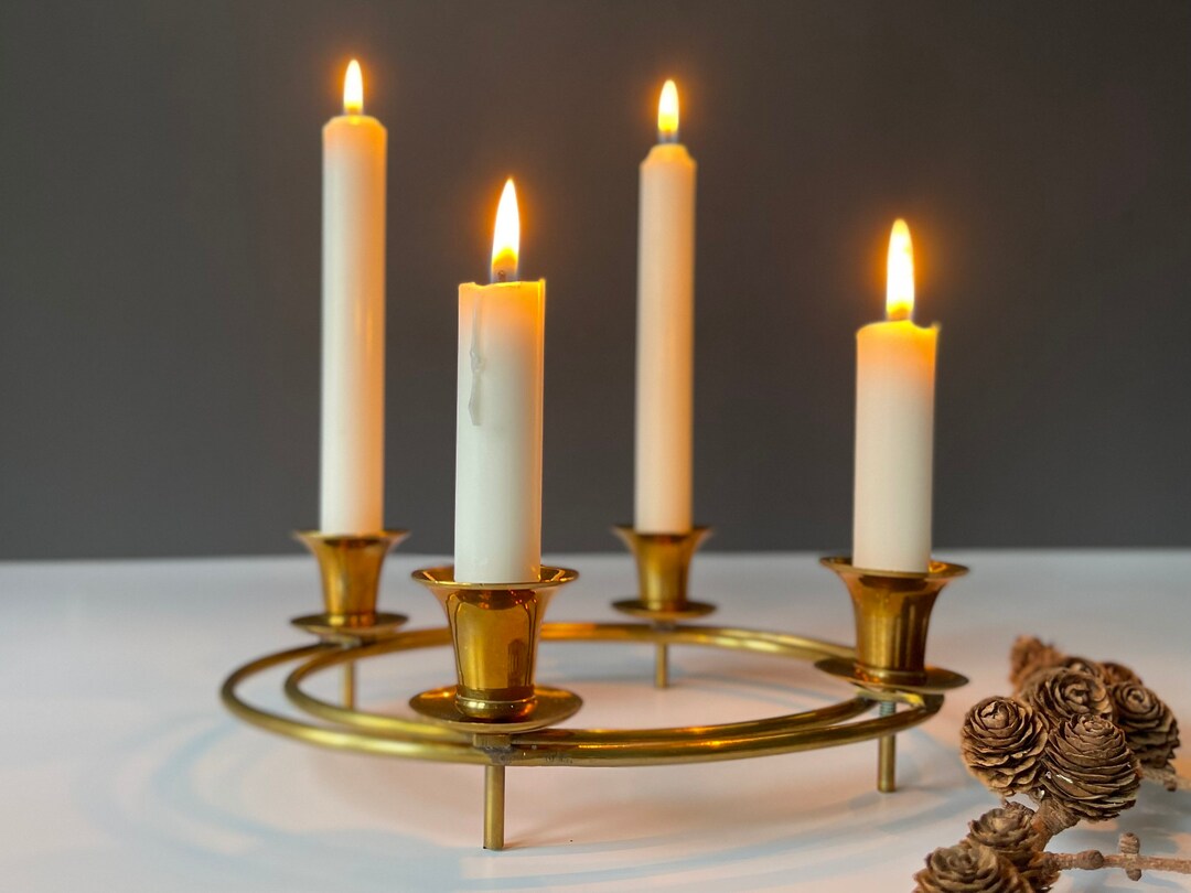 Vintage Brass Advent Candle Holder. High Quality Christmas Etsy