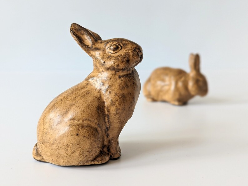 2 Rare Stoneware Rabbits by DISSING Ceramic of Denmark. 1960s Pottery ...
