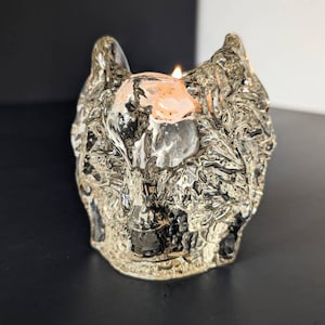 Portacandele in vetro pesante. Blocco di vetro a forma di lattuga. Candela tealight. Arredamento scandinavo. Arredamento hygge dalla Danimarca.