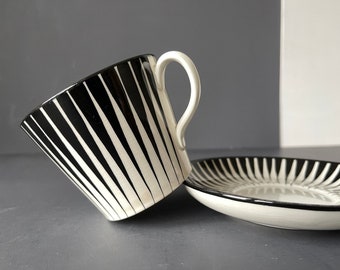 Zebra Upsala-ekeby Demitasse Cup and Saucer Swedish Ceramic Gefle