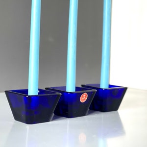 PER LÜTKEN 3 glass candle holders - Holmegaard, Denmark - 50s 60s retro design - Scandinavia - Mid century modern MCM. No. 16524