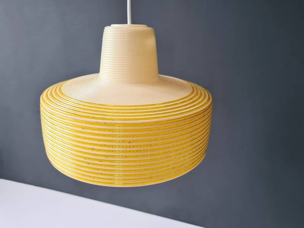 Rotaflex 1950s Beautiful Yellow White Pendant Ceiling Canada Rotaflex 1950s Beautiful Yellow White, Plastic Ceiling Light Fixtures Canada