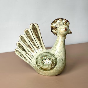 Joseph Simon rooster by Søholm pottery studio. Figurine Soholm Bornholm. Mid century modern sculpture. Mint! Scandinavian ceramic design