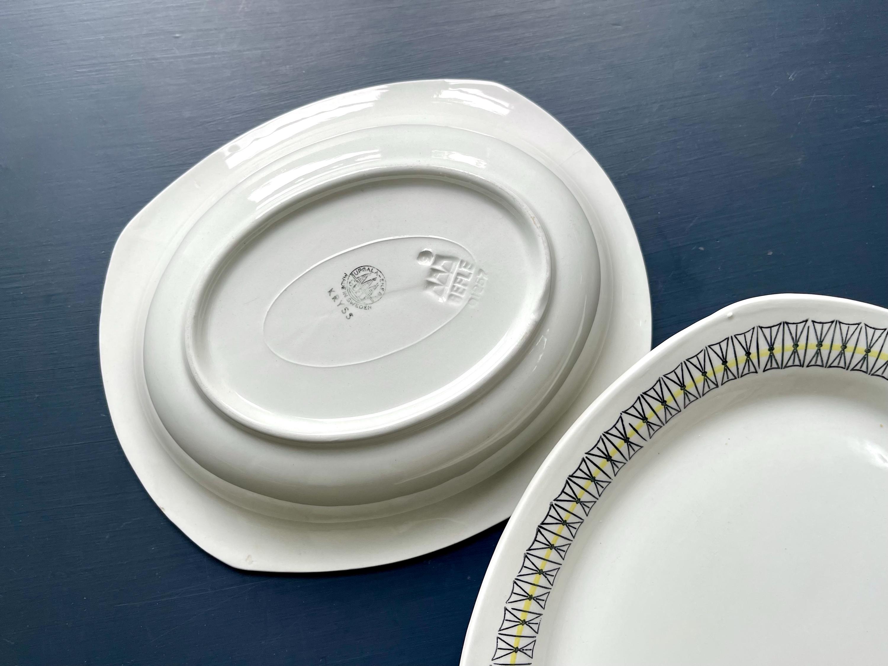 2 X Vintage Upsala Ekeby, Gefle Kryss Serving Dishes. Swedish Mid