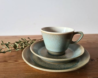 NØDDEBO trio set by Knabstrup, Denmark. Unique art pottery burned at high temperatures - Johannes Hansen - Midcentury - Danish MCM
