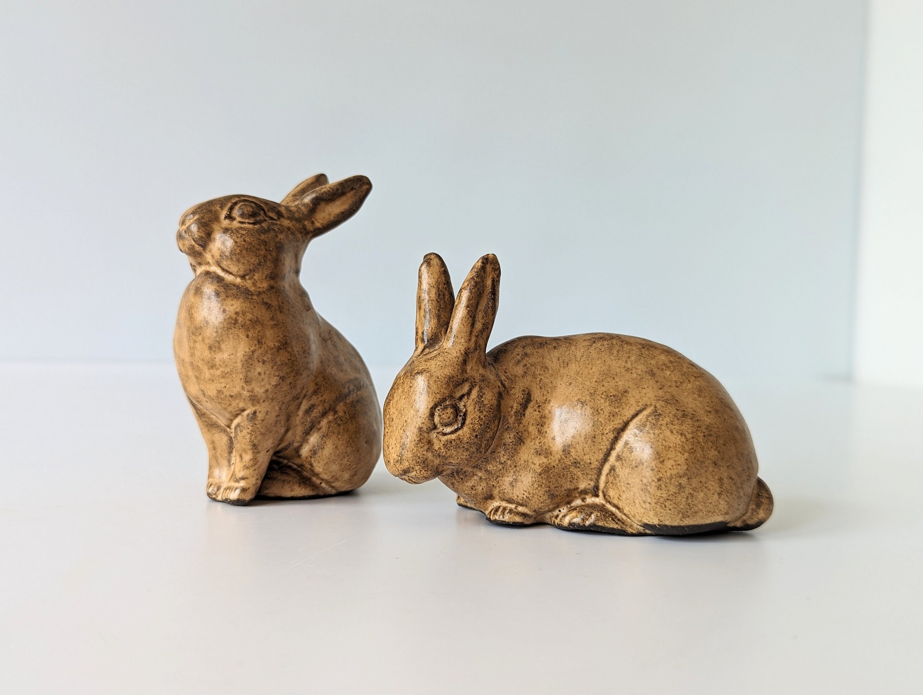 Famous Rabbit Pottery 2 Rare Stoneware Rabbits by DISSING Ceramic of Denmark. 1960s Pottery ...