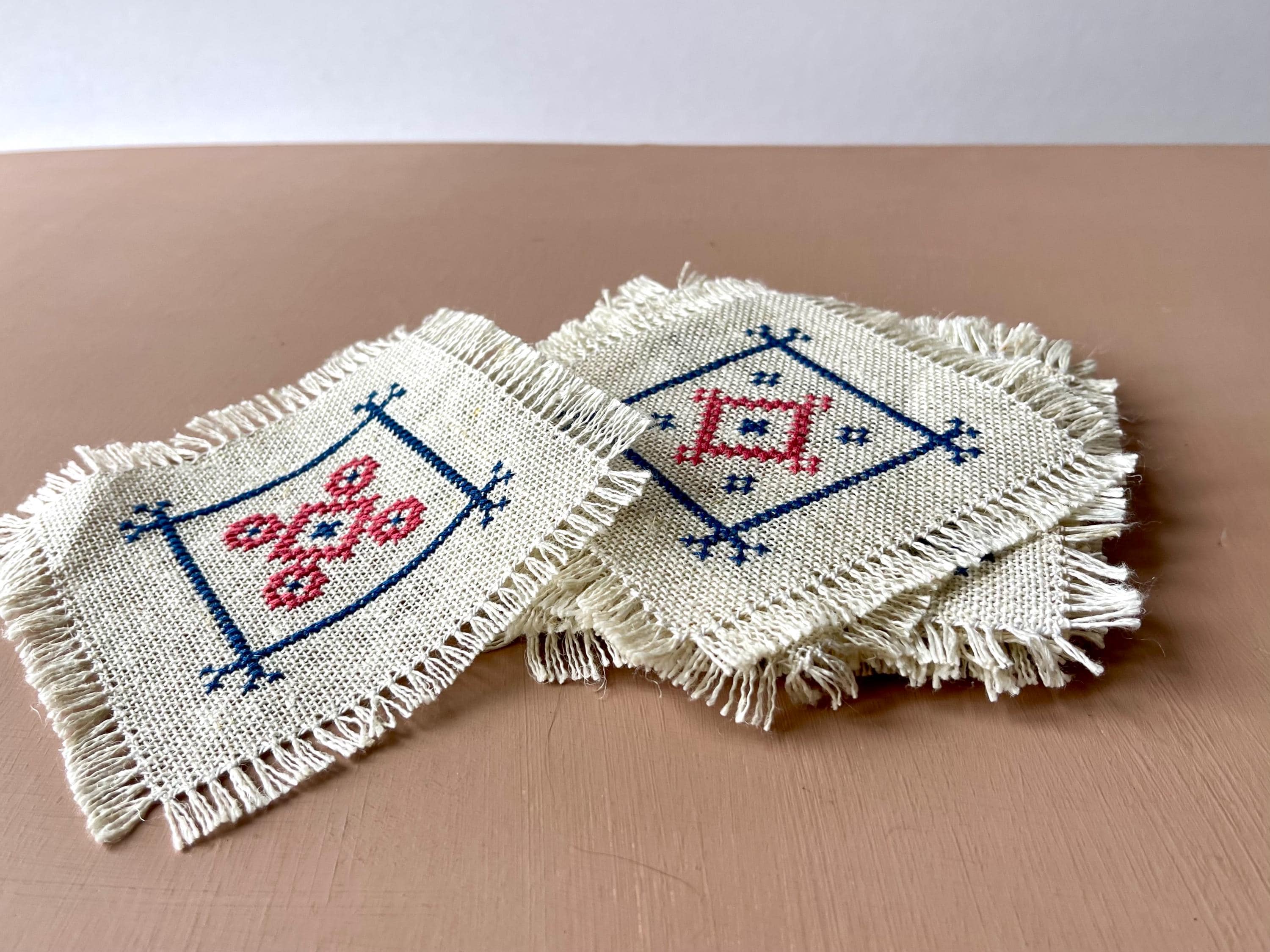 11 Handmade Fringe Doilies With Cross Stitch. Embroidery From Denmark ...