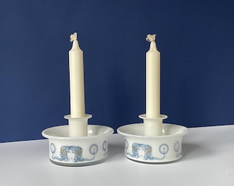 Dos cuencos y candelabros combinados. Holmegaard, 1970, de Michael Bang. Obra de Ole Winther. Coleccionable danés, arte escandinavo.