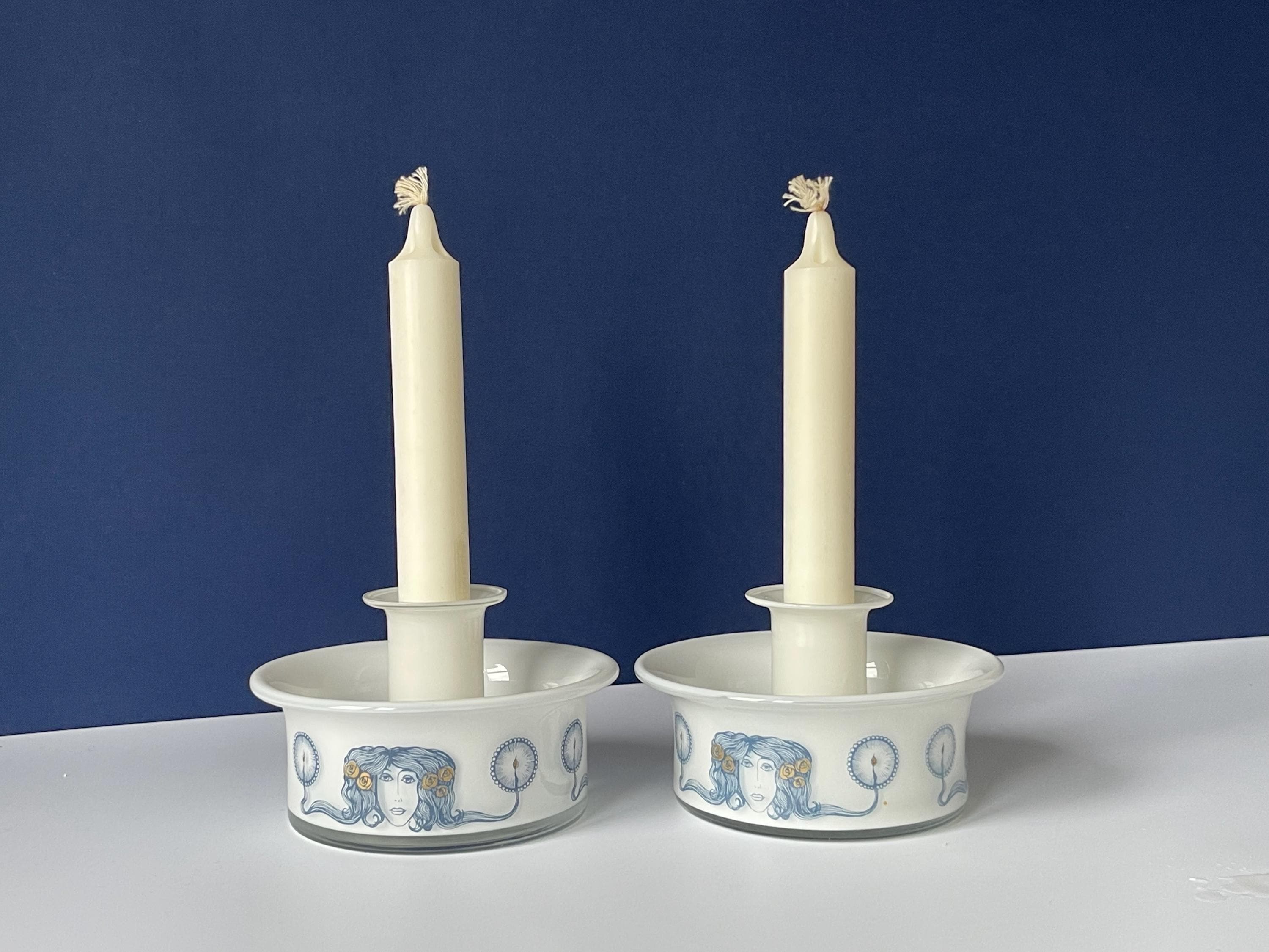 2 Combined Bowls & Candle Holders. 1970 Holmegaard by Michael Bang