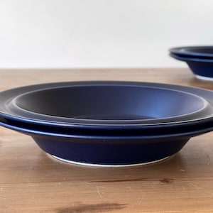 2 Arabia Blues soup plates - Designed by Heikki Orvola, Finland. Great vintage condition! Finnish design classic - minimalistic home.