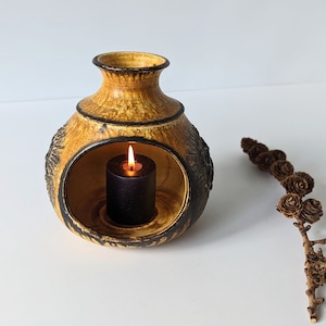 Jette Helleroe 1970s ceramic wall candle holder / lantern - handmade in Denmark - high quality Scandinavian piece - perfect for &quot;hygge&quot;.