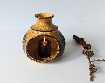 Jette Helleroe 1970s ceramic wall candle holder / lantern - handmade in Denmark - high quality Scandinavian piece - perfect for "hygge".