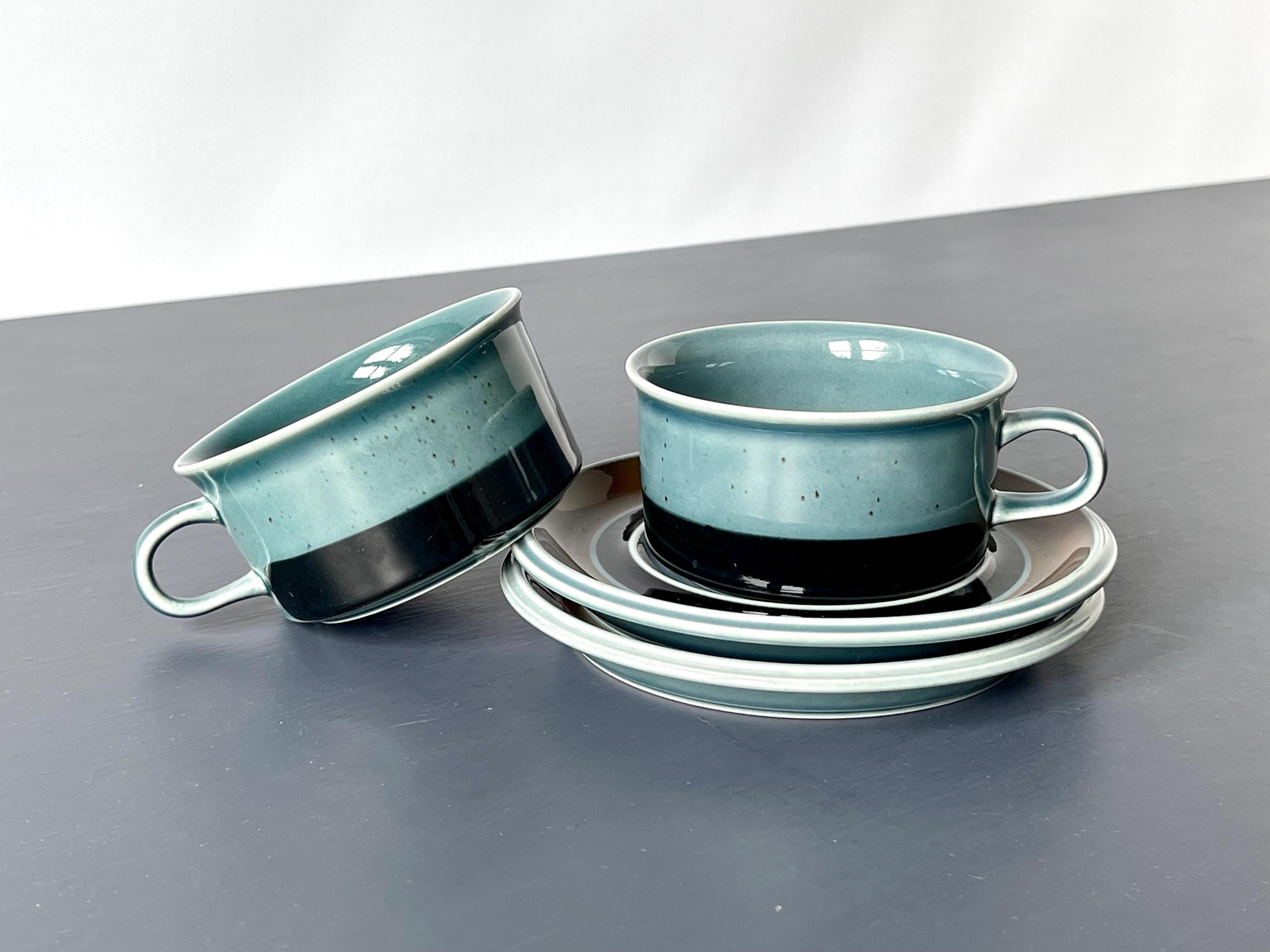 2 X MERI Duo Large Tea Cup & Saucer Arabia of Finland by 2 X MERI Duo Large Tea Cup & Saucer Arabia of Finland by