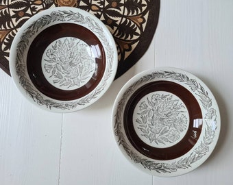 2 FONTANA cereal plates - Gefle, Sweden. Fontana by Berit Ternell. Upsala-Ekeby. 1960s Swedish. Mid Century Modern collectible tableware.