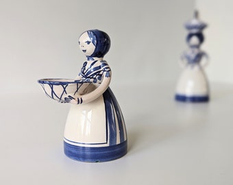 Vintage Danish! Salt and pepper shaker figurine - MATHILDE - Blue - by Lars Syberg - Handmade studio Pottery - Collectible Scandinavian