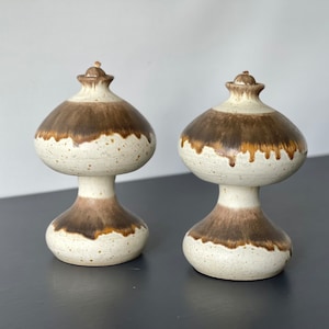 Ceramic set of 2 Oil lanterns - Danish pottery from KAMO keramik 70s. cosy - hygge from Denmark - handmade home decor. MCM oil lamps