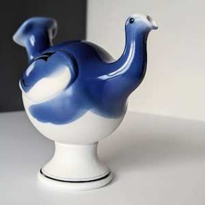 PORSGRUND. Leif Helge Enger design from 1980s. Norway, Scandinavian vintage bird pitcher / bottle. Blue edition. Large animal figurine