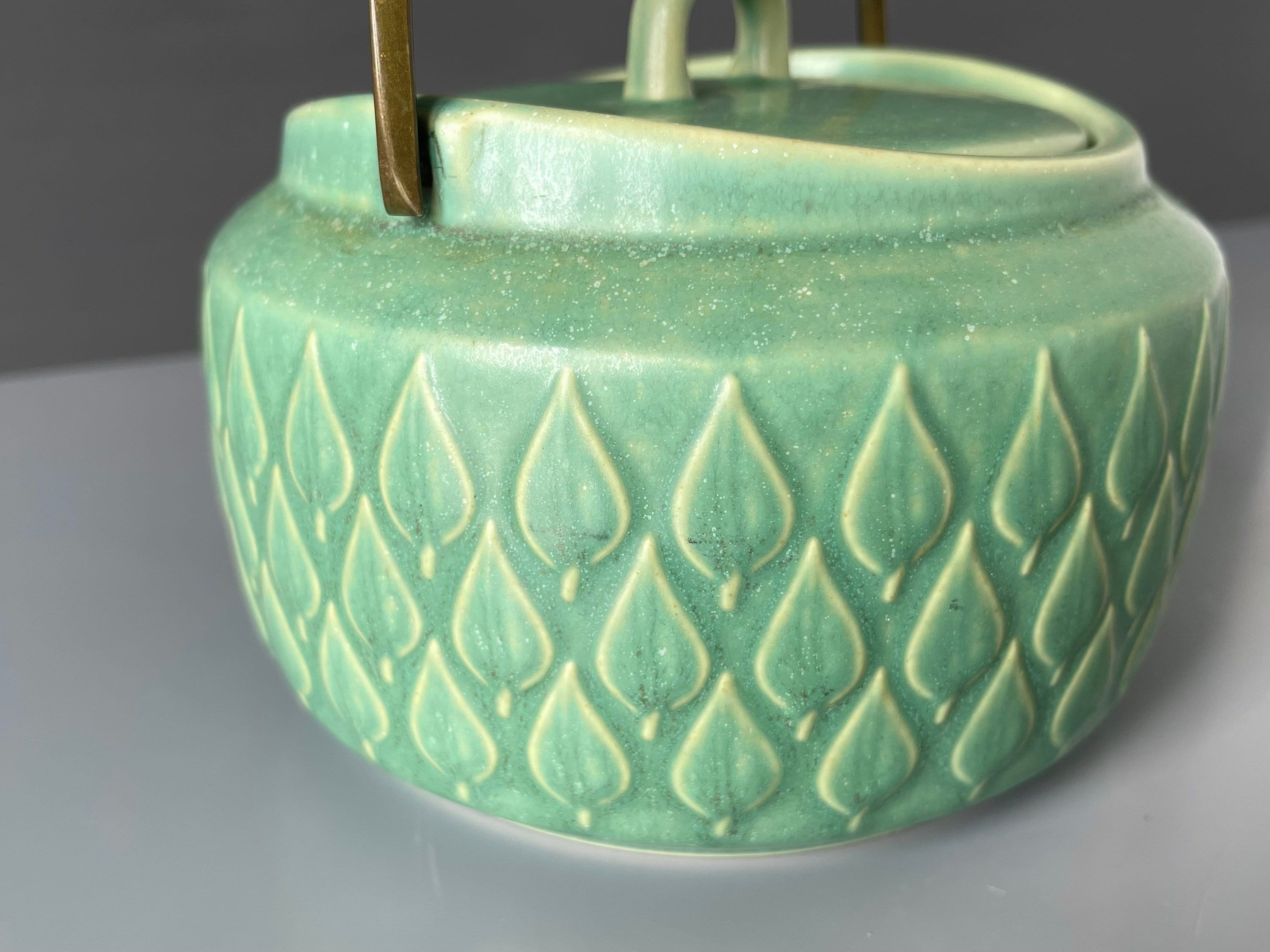 Rare! Quistgaard - Green Relief - Stunning Round Teapot With