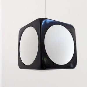 MCM &quot;Dice&quot; by Lars Schiøler 70s, Hoyrup Design, Denmark. Danish Mid Century Space Age pendant - Ceiling lamp retro, Black/white plastic.