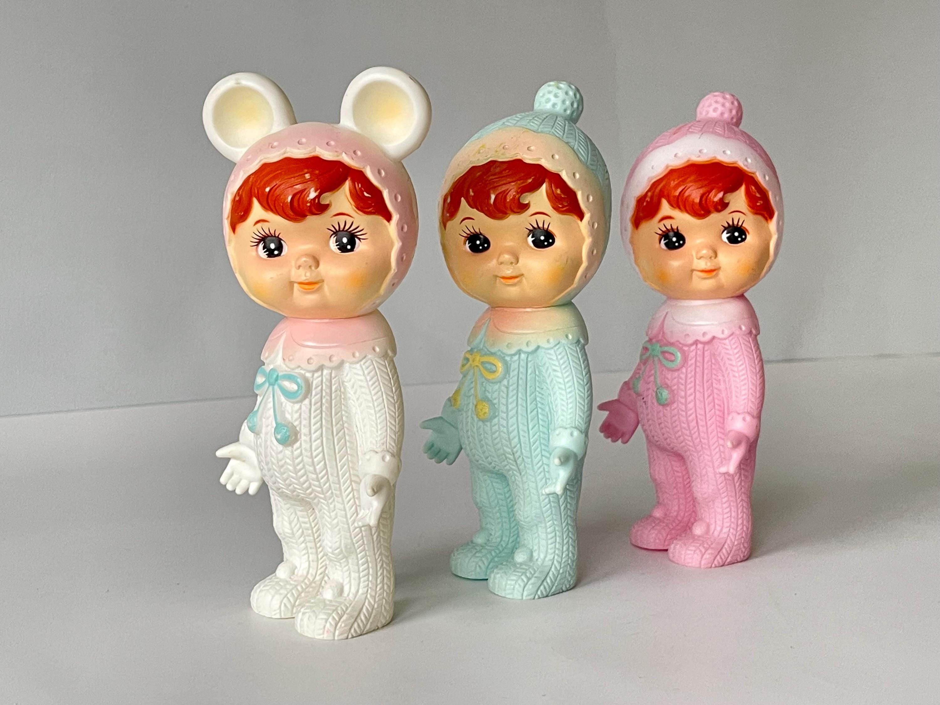3 Cute Japanese Original Vintage 1970s Pinky Kodama Baby Dolls
