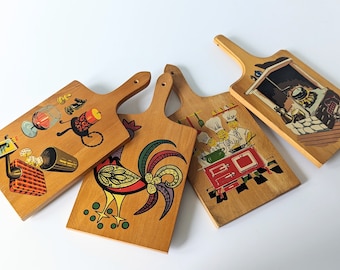 Vintage Cutting boards - Vintage 70s wood boards, choose between 4 designs. Danish retro kitchenware. Serving plate / tapas board.