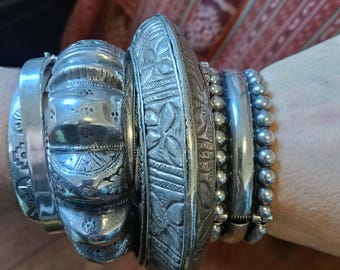 Old tribal silver bangle from India