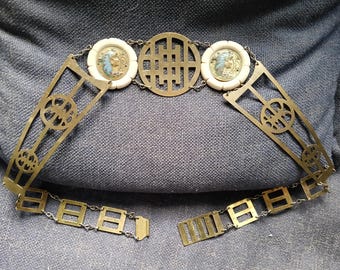 Rare 1920s art deco Egyptian revival bakelite belt.