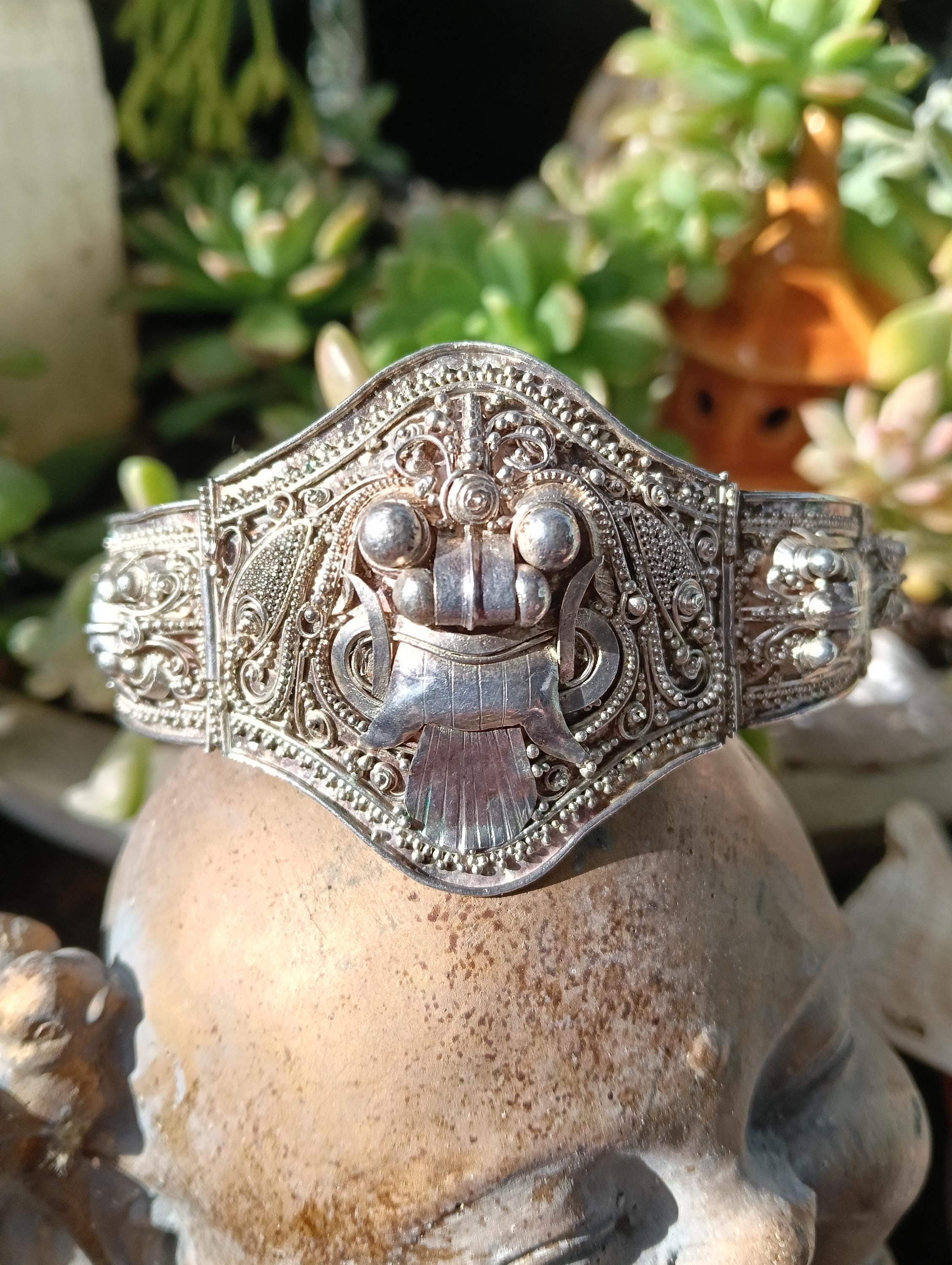 Vintage Mid century Silver (800-900) Indonesian Barong bracelet.