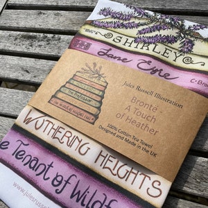 Tea towel - Bronte - a touch of heather classics collection book stack | 100% organic cotton | UK made | Bronte lovers