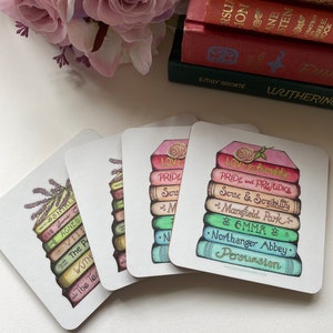 Coasters - Austen and Bronte | Set of 4 | made in the UK using FSC sustainable wood | Jane Eyre Pride & Prejudice