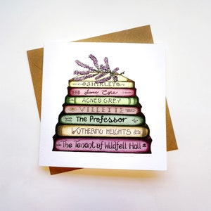 Bronte Card | A Touch of Heather Book Stack any occasion card | birthday thank you note card eco-gift | Jane Eyre Wuthering Heights
