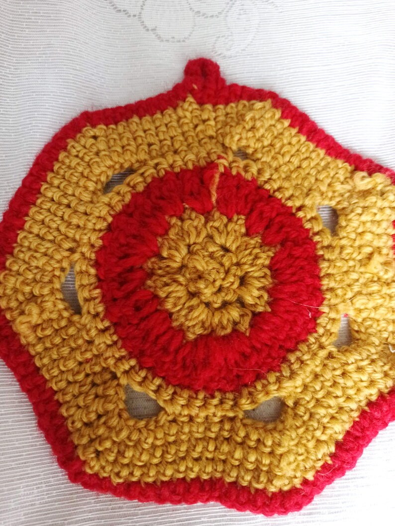 Vintage kitchen decor Knitted Cup holder Handmade crocheted kitchen doily Vintage doily. Handmade knitted decor