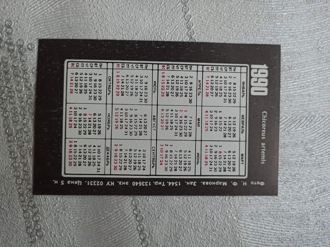 Seashells Vintage Pocket Russian Calendars Soviet | Etsy