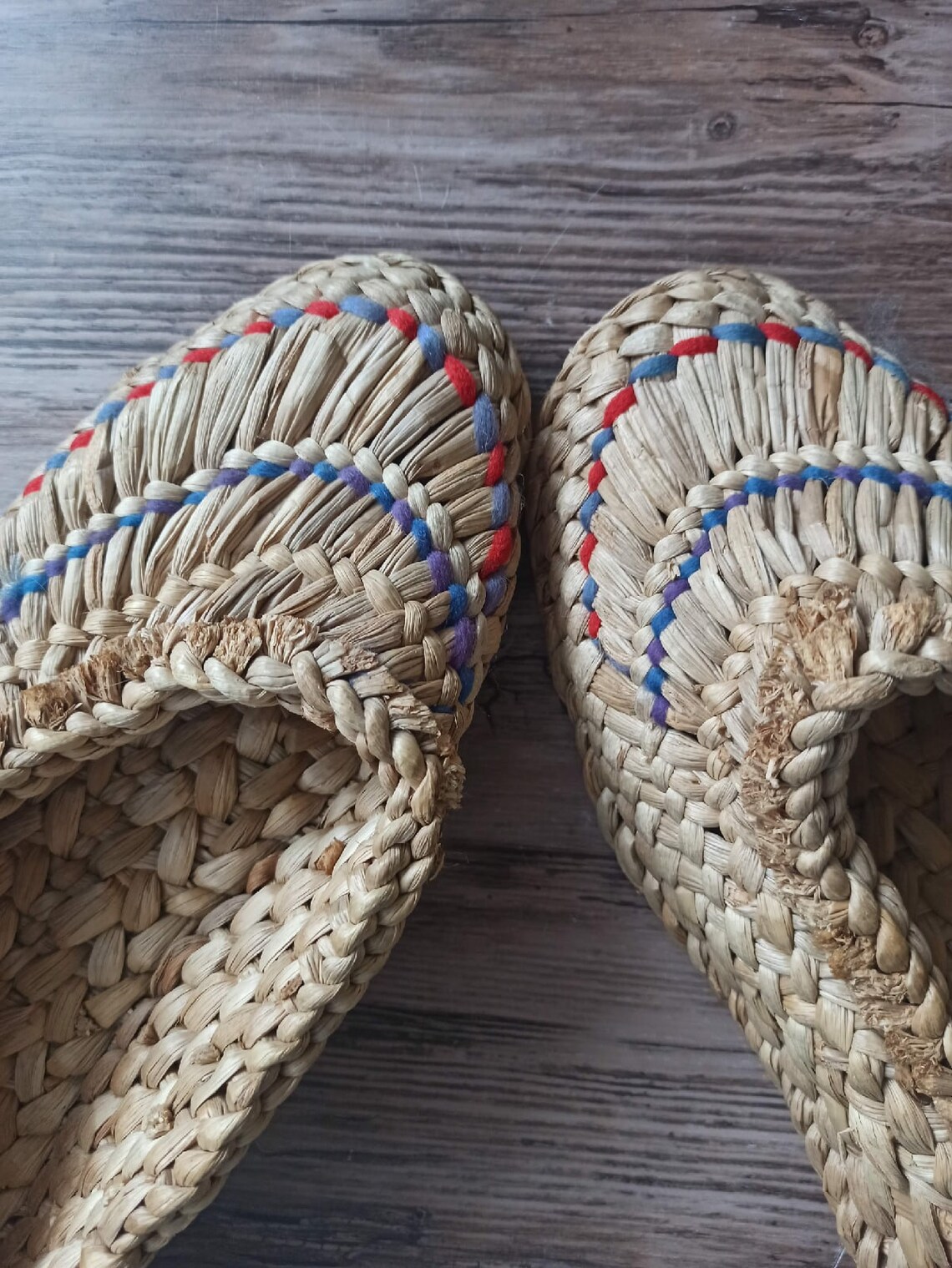 Vintage rustic straw shoes Primitive russian shoes Old straw Etsy