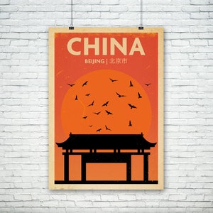 China, Beijing - Retro Vintage Style Travel Poster/Print