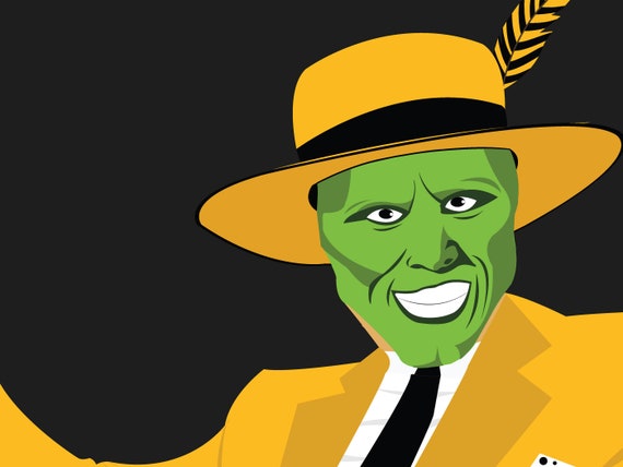 The Mask inspired minimalist movie poster/print Chuck Russell Jim  Carrey Cameron Diaz