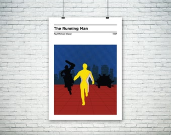 The Running Man inspired minimalist movie poster/print - Arnold Schwarzenegger and Maria Conchita Alonso