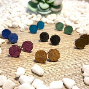 Wooden Stud Earrings / Simple Studs / Stud Set / Gift Box Included / Beech Wood