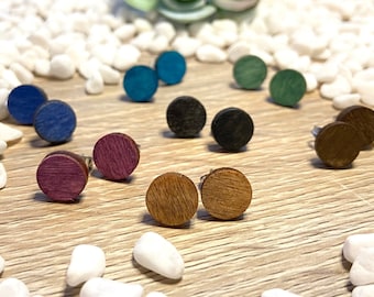 Wooden Stud Earrings / Circle Simple Studs / Simple Studs / Stud Set / Gift Box Included