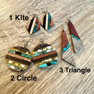 Boho Earrings / Resin and Wood Dangle Earrings / Lightweight / Gift Box Included