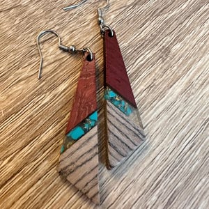 Boho Earrings / Resin and Wood Dangle Earrings / Lightweight / Gift Box Included